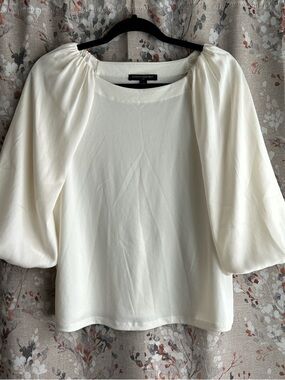 Banana Republic Off-White Puff-Sleeve Blouse